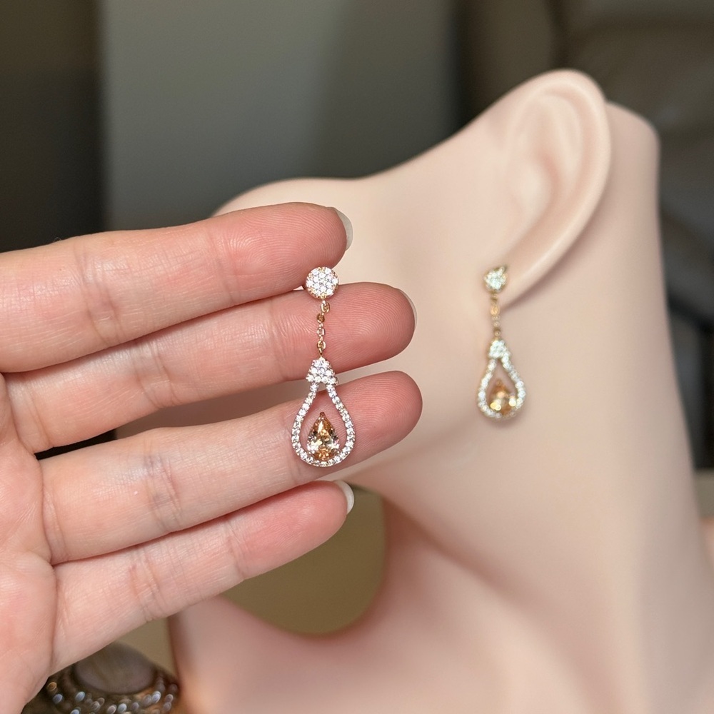 Elegant Gold Light Bulb Drop Earrings View 3